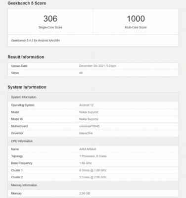Nokia Suzume va sosi cu un nou procesor Exynos 7884B; Apare în Geekbench și rulează Android 12