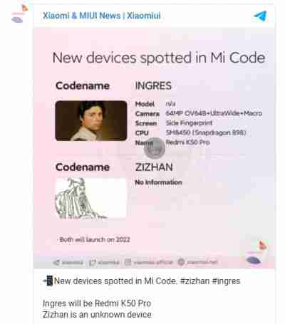 Un telefon misterios Xiaomi cunoscut sub numele de cod “Ingres” este menționat în codul sursă MIUI; Ar fi vorba despre Redmi K50 Pro