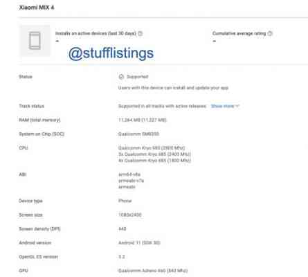 Xiaomi Mi Mix 4 a primit certificarea Bluetooth SIG și apare în Google Play Console; Se pregătește lansarea globală?